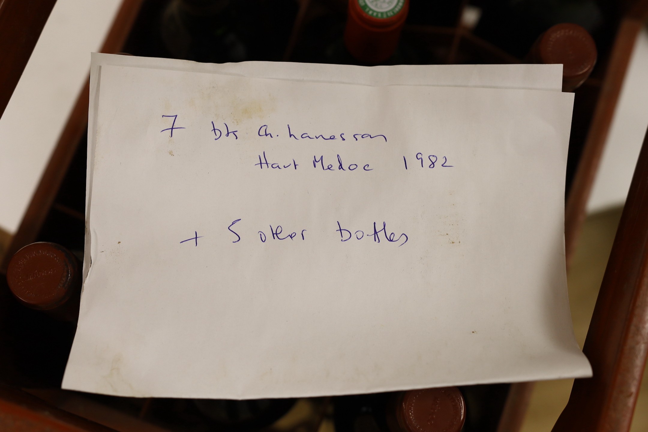 Seven bottles of Chateau Lanessan Haut Medoc 1982, together with five Bordeaux wines